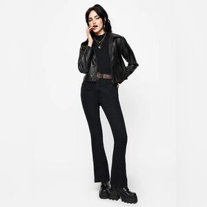 New Disturbia Vera Baby Boot Split Hem Flared Jeans -size 32 / US 10, Black, NTW
